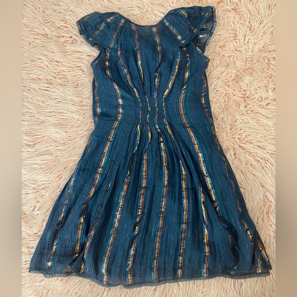 TRYB Metallic Blue Ruffle Dress - Picture 10 of 10